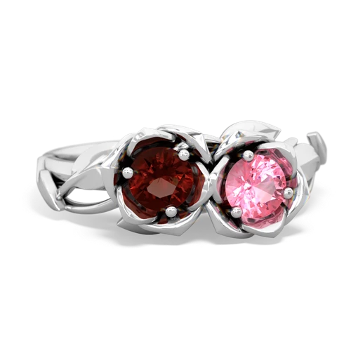 garnet-pink sapphire roses ring