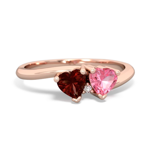 garnet-pink sapphire sweethearts promise ring
