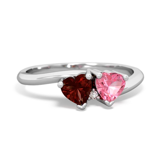 garnet-pink sapphire sweethearts promise ring