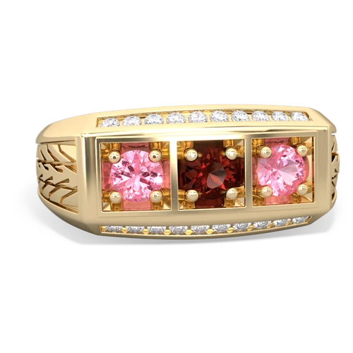 garnet-pink sapphire three stone ring