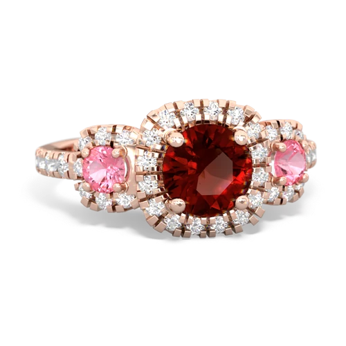 garnet-pink sapphire three stone regal ring