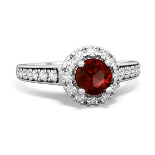 garnet classic halo ring