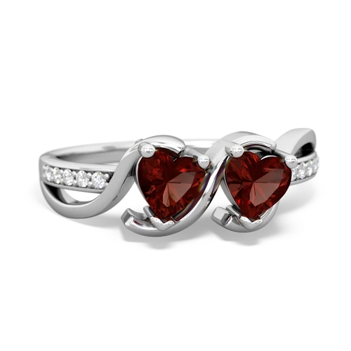 garnet double heart ring