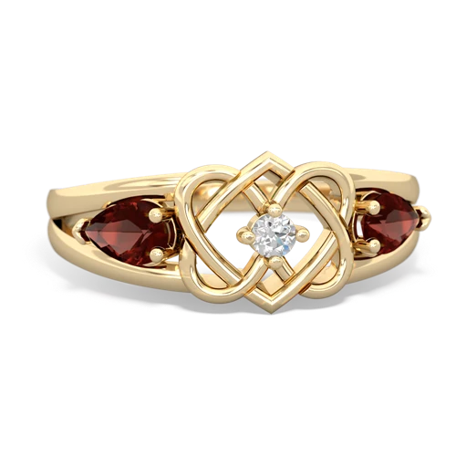 garnet double heart ring