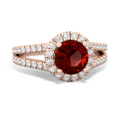 garnet halo pave ring