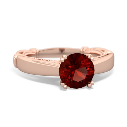 garnet ornate solitaire ring