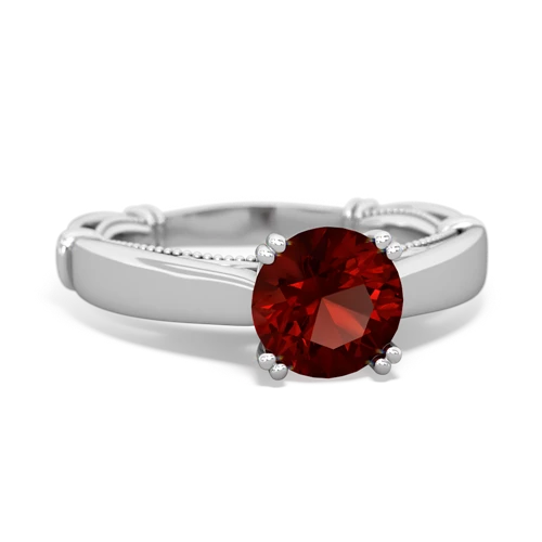 garnet ornate solitaire ring