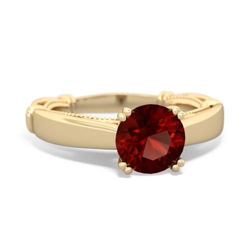 garnet ornate solitaire ring