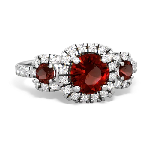 garnet three stone regal ring