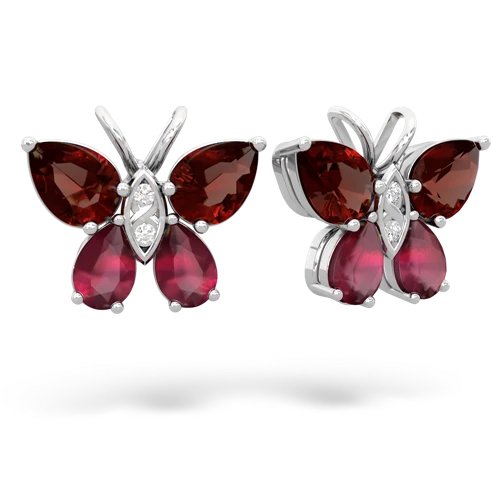 garnet-ruby butterfly earrings