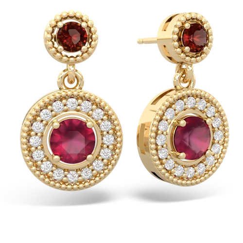 garnet-ruby halo earrings