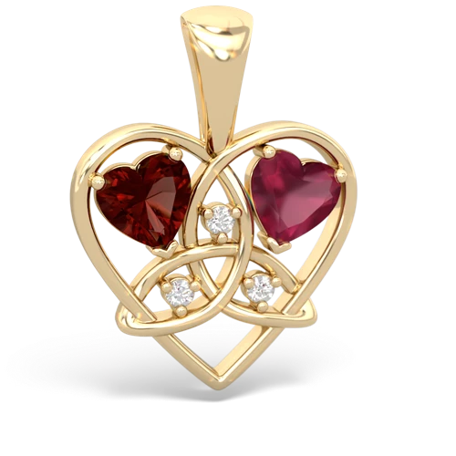 Garnet Genuine Garnet with Genuine Ruby Celtic Trinity Heart pendant Pendant