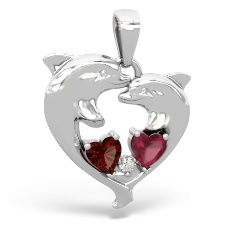 garnet-ruby dolphins pendant