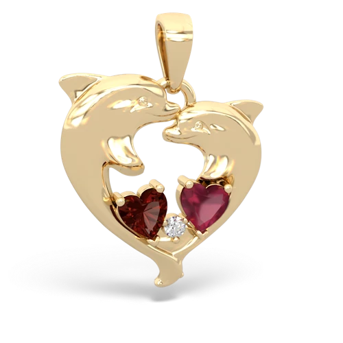 garnet-ruby dolphins pendant