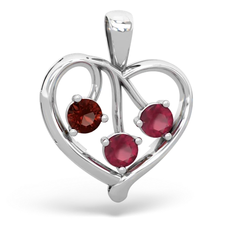 Garnet Genuine Garnet with Genuine Ruby and Lab Created Alexandrite Glowing Heart pendant Pendant