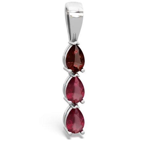 Garnet Genuine Garnet with Genuine Ruby and  Three Stone pendant Pendant