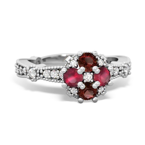 Garnet Genuine Garnet with Genuine Ruby Milgrain Antique Style ring Ring