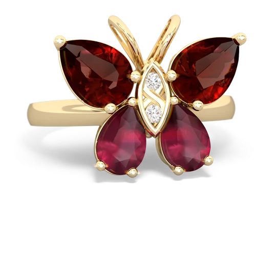 garnet-ruby butterfly ring