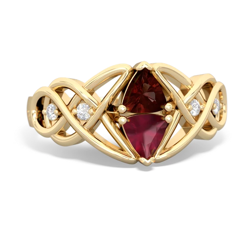 Garnet Genuine Garnet with Genuine Ruby Keepsake Celtic Knot ring Ring