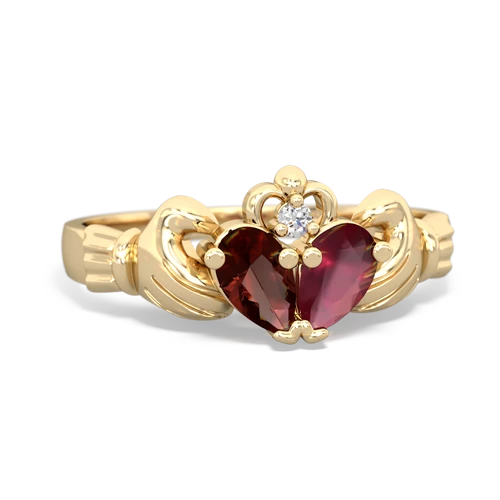 Garnet Genuine Garnet with Genuine Ruby Claddagh ring Ring