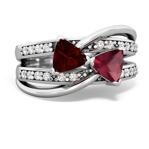 Garnet Genuine Garnet with Genuine Ruby Bowtie ring Ring