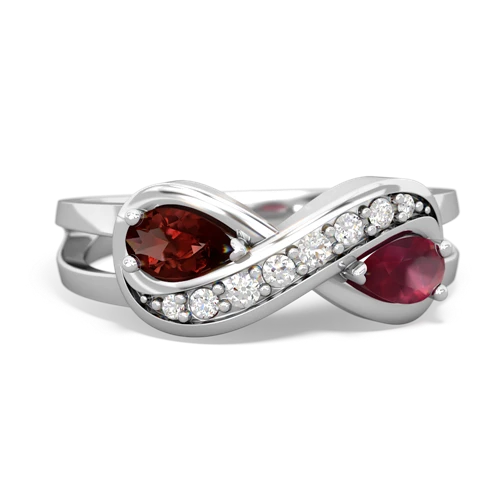 Garnet Genuine Garnet with Genuine Ruby Diamond Infinity ring Ring