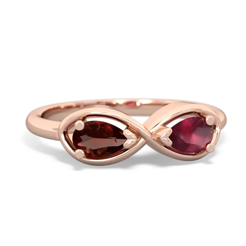 Garnet Genuine Garnet with Genuine Ruby Infinity ring Ring