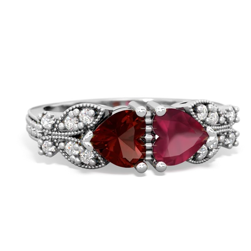 Garnet Genuine Garnet with Genuine Ruby Diamond Butterflies ring Ring