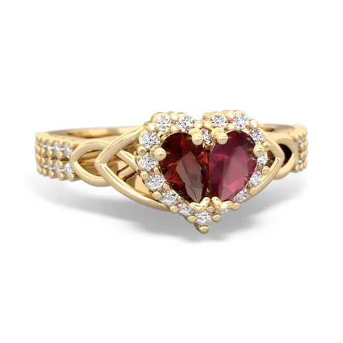 Garnet Genuine Garnet with Genuine Ruby Celtic Knot Engagement ring Ring