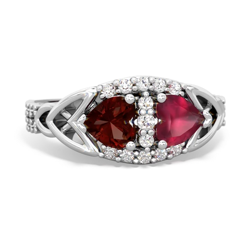 Garnet Genuine Garnet with Genuine Ruby Celtic Knot Engagement ring Ring