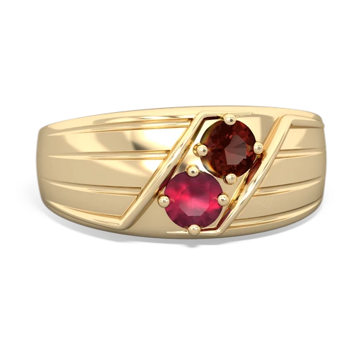 Garnet Genuine Garnet with Genuine Ruby Art Deco Men's ring Ring