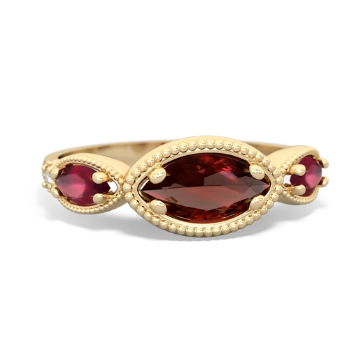 Garnet Genuine Garnet with Genuine Ruby and Lab Created Alexandrite Antique Style Keepsake ring Ring