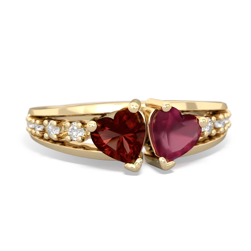 Garnet Genuine Garnet with Genuine Ruby Heart to Heart ring Ring