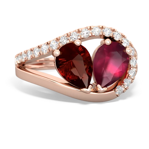 garnet-ruby pave heart ring