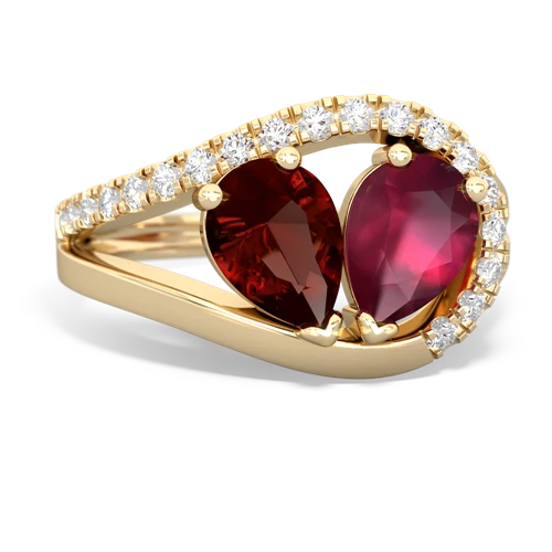 garnet-ruby pave heart ring