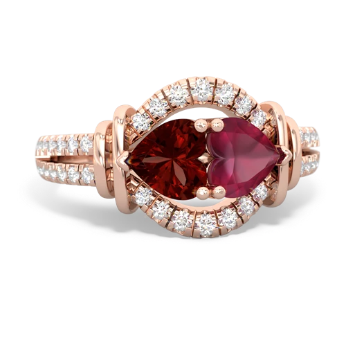 Garnet Genuine Garnet with Genuine Ruby Art-Deco Keepsake ring Ring