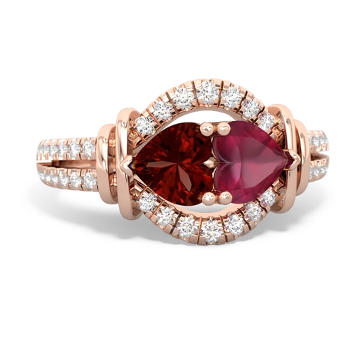 garnet-ruby pave keepsake ring