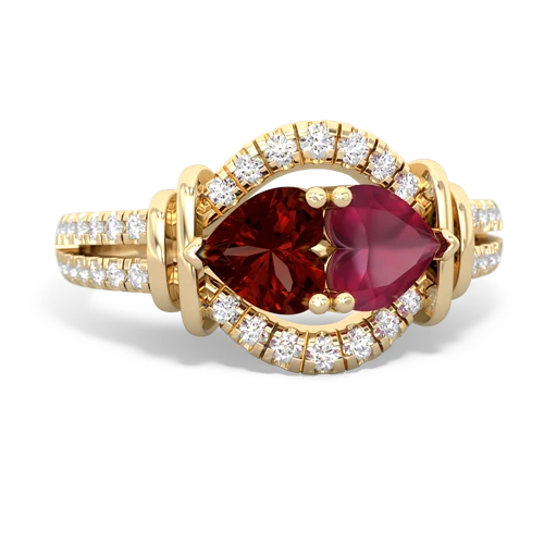 garnet-ruby pave keepsake ring