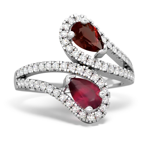 garnet-ruby pave swirls ring