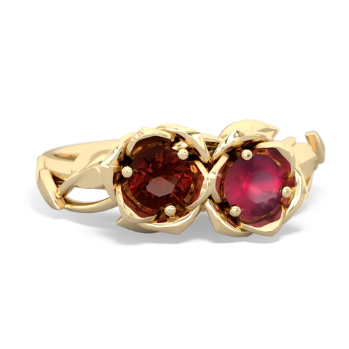 Garnet Genuine Garnet with Genuine Ruby Rose Garden ring Ring