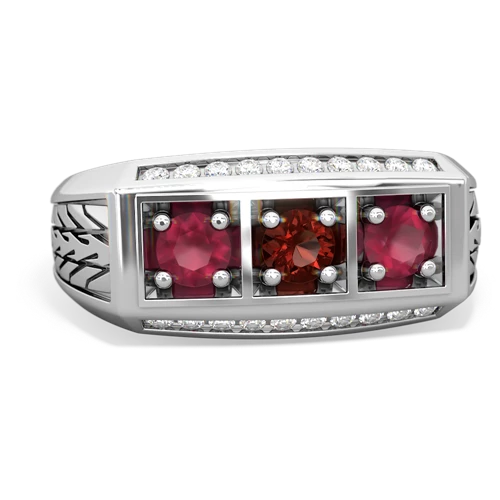 garnet-ruby three stone ring