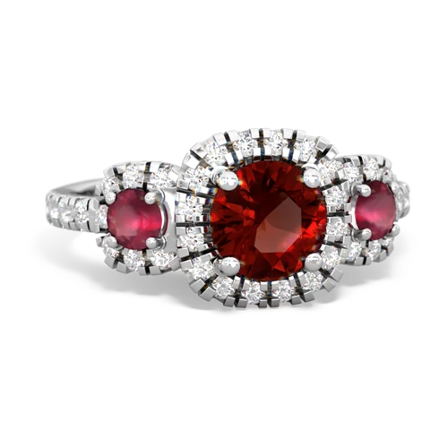 garnet-ruby three stone regal ring