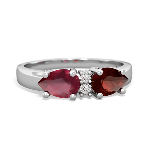 Garnet Genuine Garnet with Genuine Ruby Pear Bowtie ring Ring