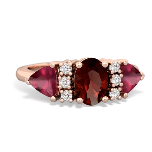 Garnet Genuine Garnet with Genuine Ruby and  Antique Style Three Stone ring Ring
