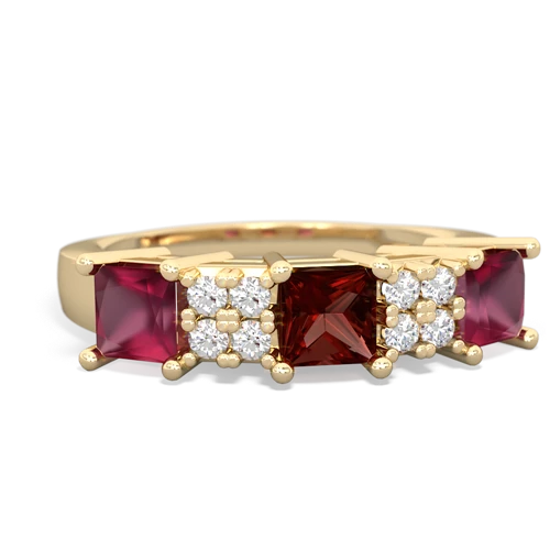 Garnet Genuine Garnet with Genuine Ruby and  Three Stone ring Ring