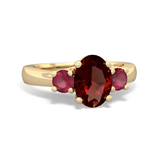Garnet Genuine Garnet with Genuine Ruby Three Stone Trellis ring Ring
