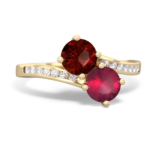 Garnet Genuine Garnet with Genuine Ruby Keepsake Two Stone ring Ring