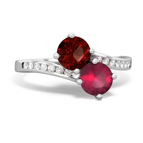 garnet-ruby two stone channel ring