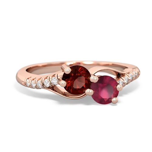 garnet-ruby two stone infinity ring