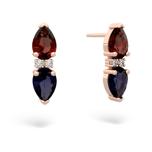 garnet-sapphire bowtie earrings